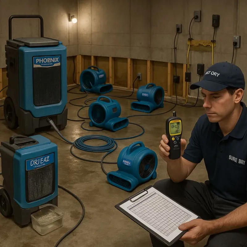 Structural Drying and Dehumidification process in Rutherford, TN